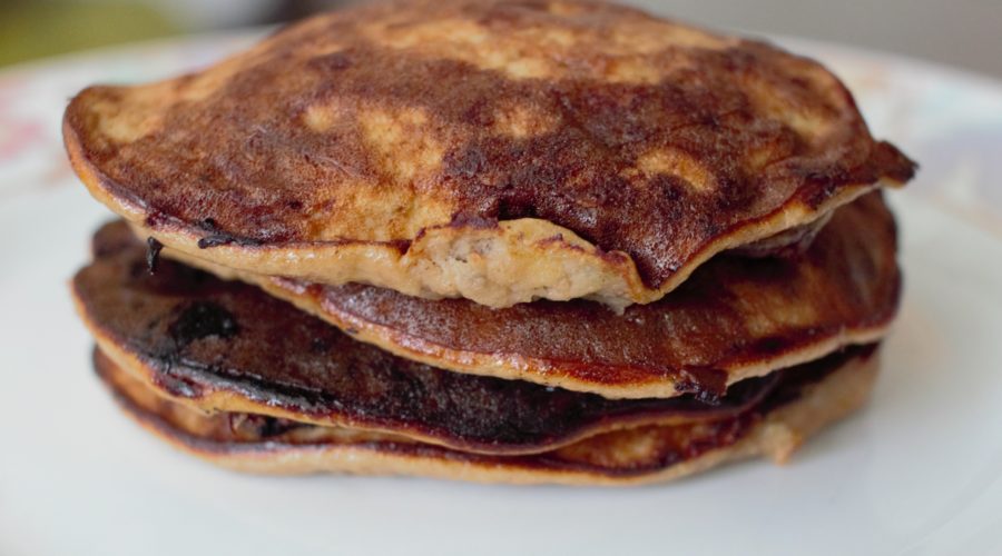 Dark Chocolate Chip Banana Protein Pancakes